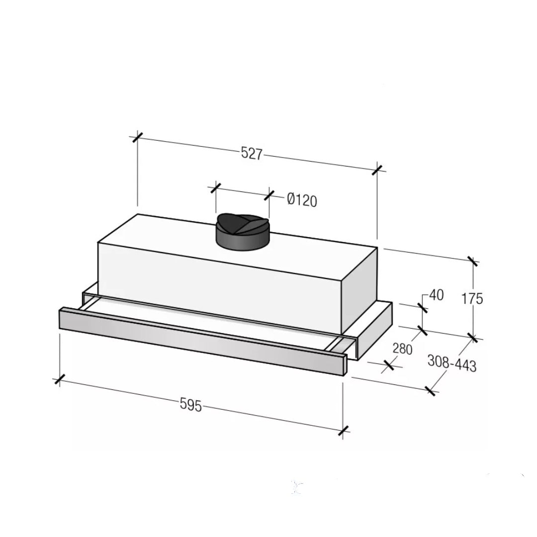 Fornelli 60cm slide out range hood