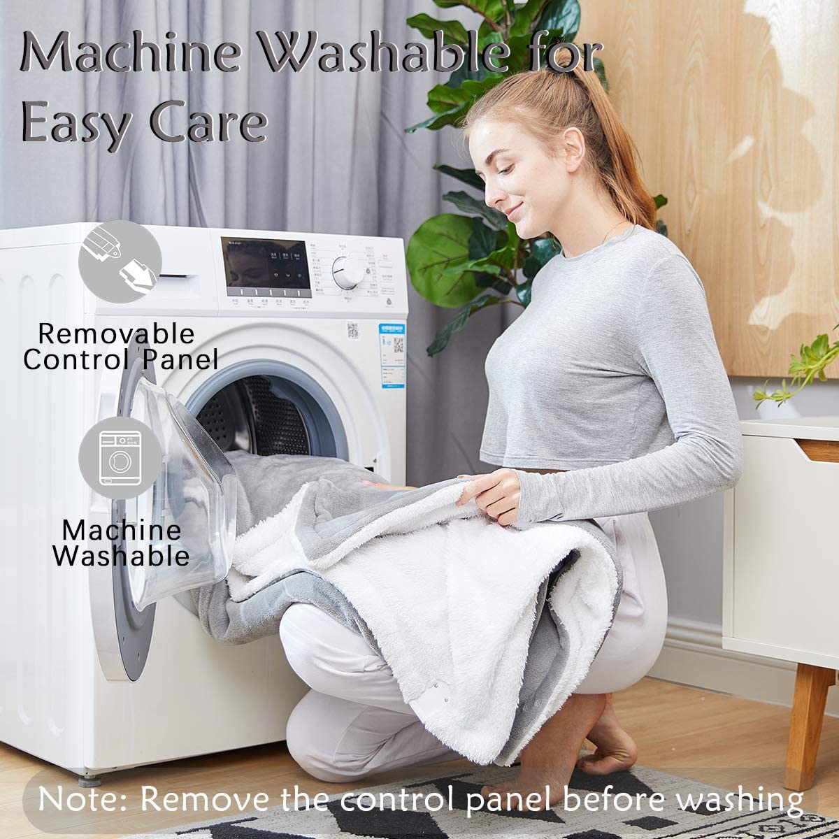 Mirelli Heated thick sherpa single throw blanket