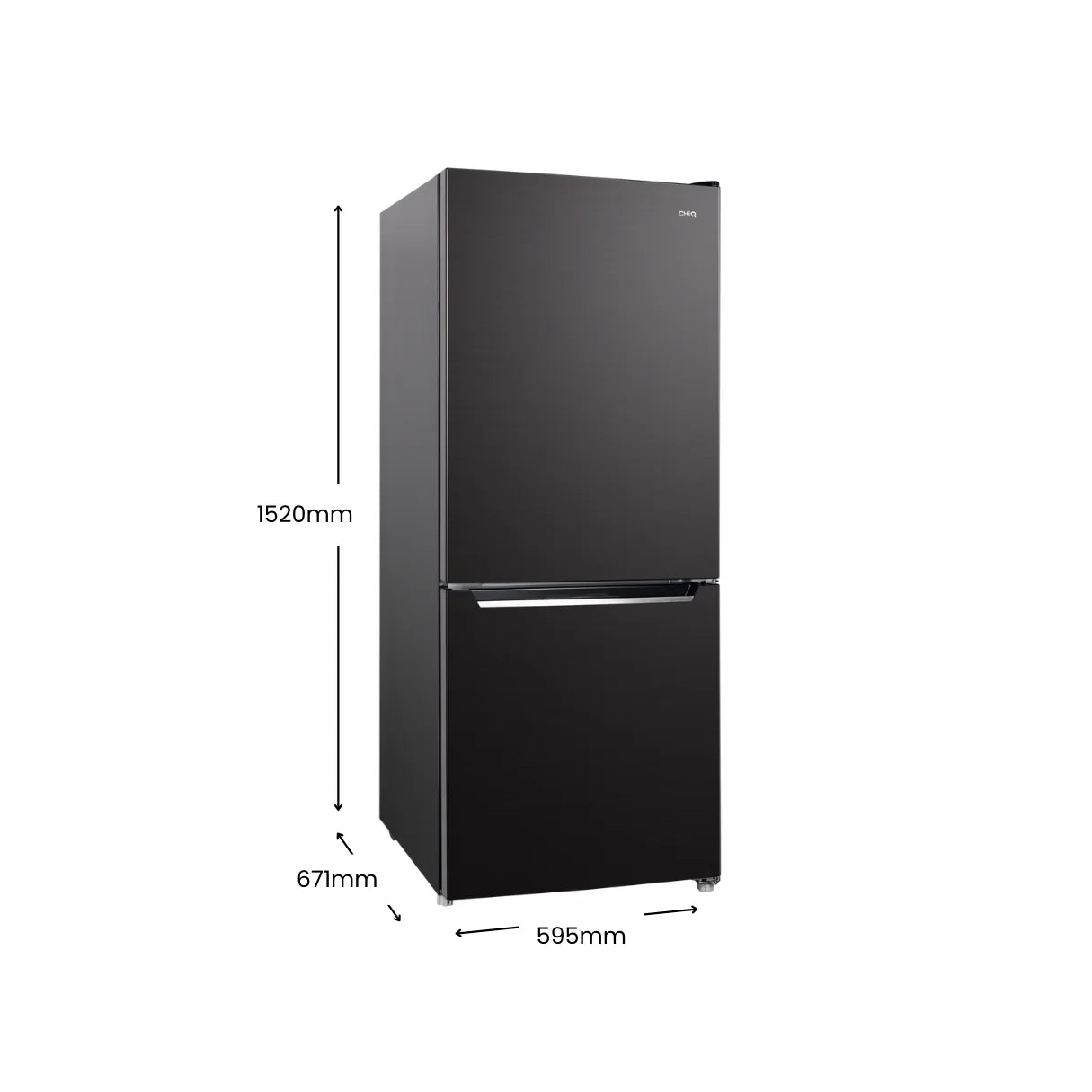 Chiq Black steel 283L bottom mount fridge