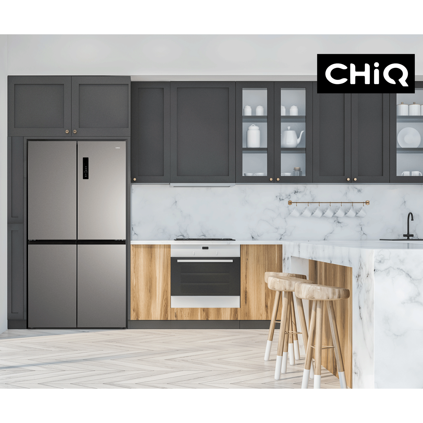 Chiq 601L Silver French door refrigerator