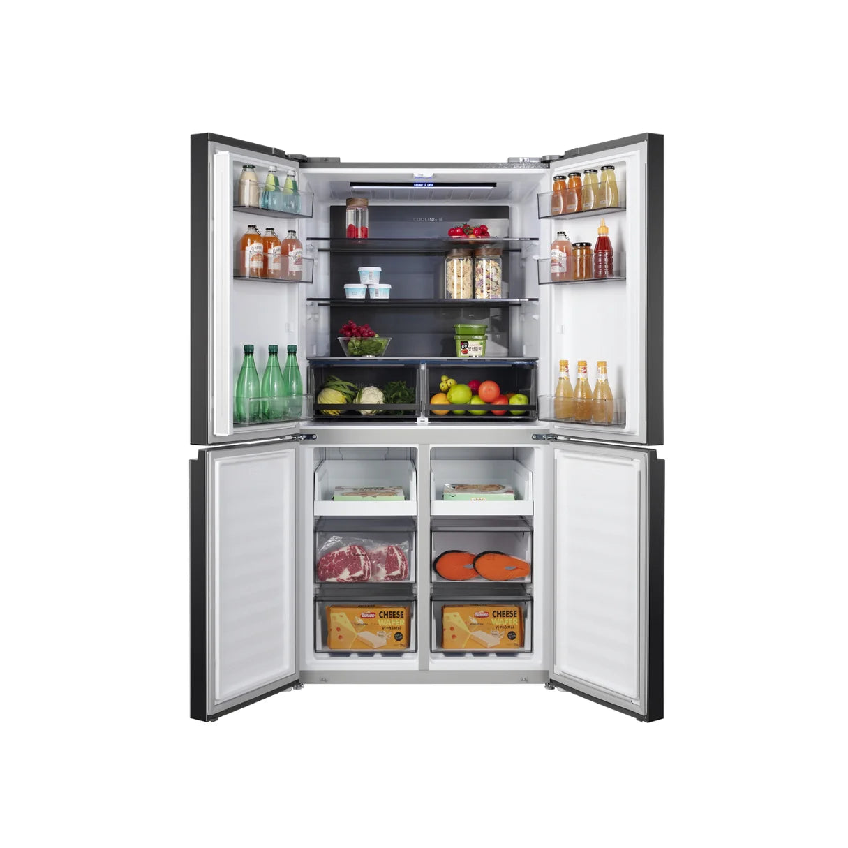 Chiq Black Steel 601L Cross door fridge
