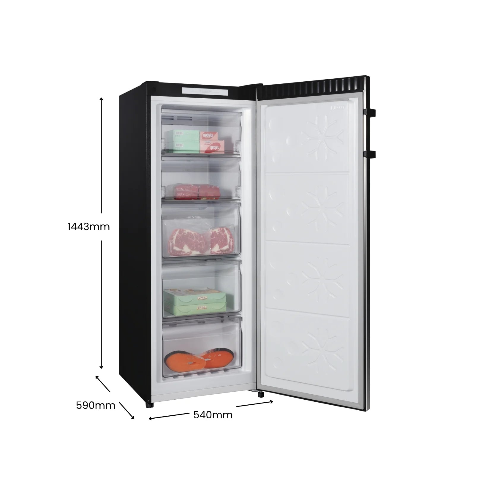 Chiq 166L Hybrid Fridge / Freezer Black Steel