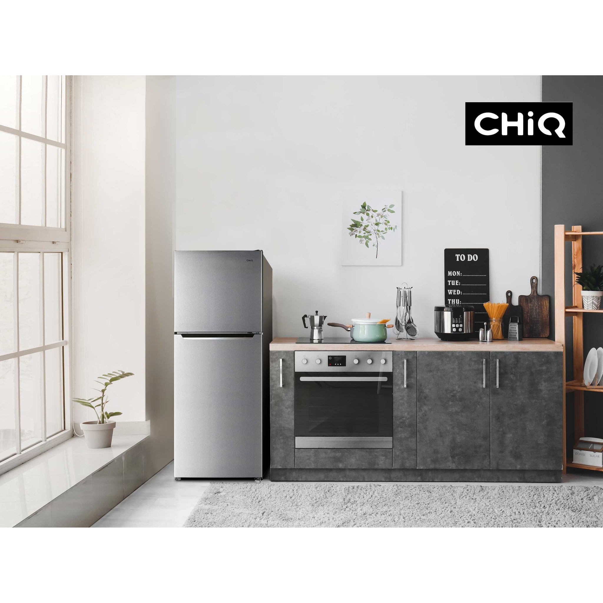 Chiq 202L Silver top mount fridge