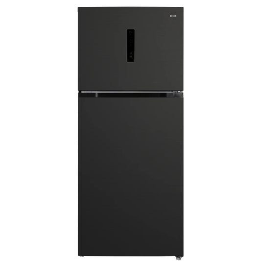 Chiq 410L Black Steel top mount fridge