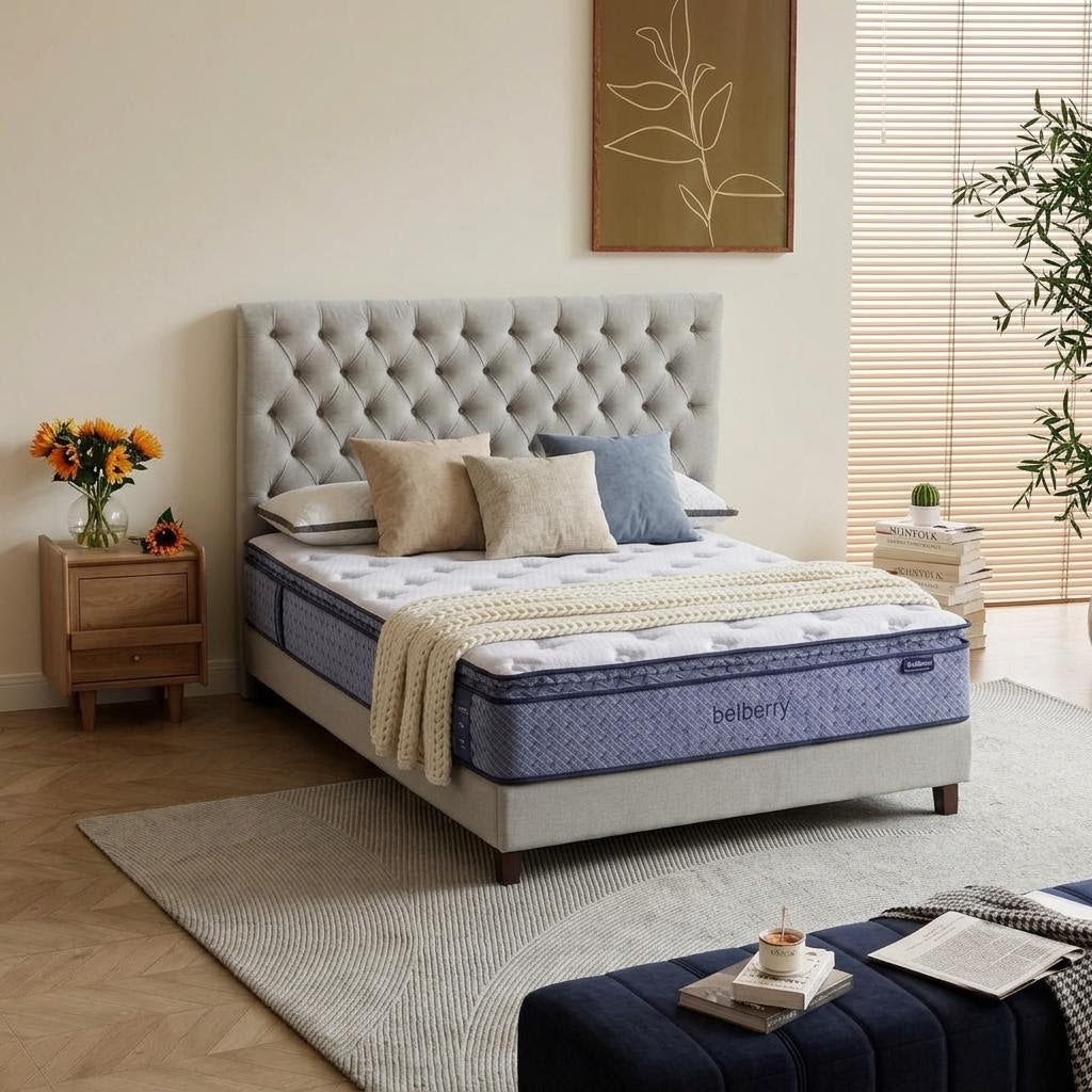 Belberry Comfort  30cm Pillowtop Med/Firm Hybrid Pocket Spring Reversible Queen Mattress