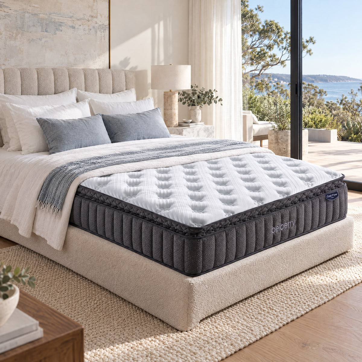 Belberry Cool Flow 34cm Pillowtop Med/Firm Cooling Orthopaedic Hybrid Pocket Spring King Mattress